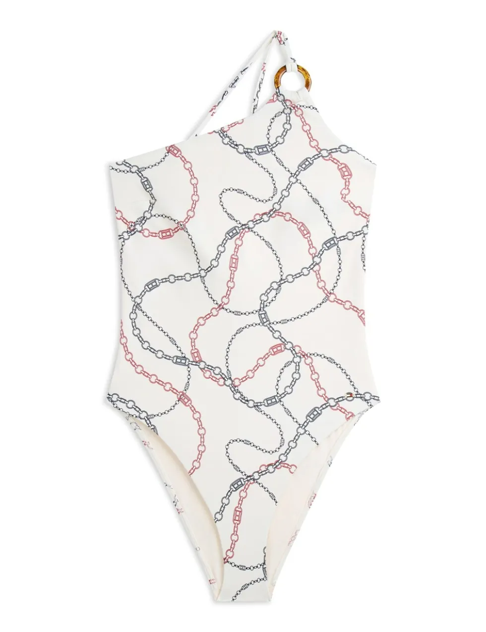 Elevated Chain Print One Shoulder Swimsuit