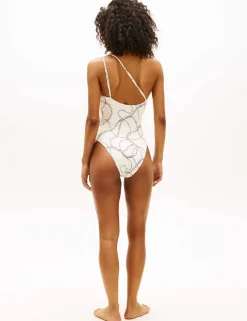 Elevated Chain Print One Shoulder Swimsuit