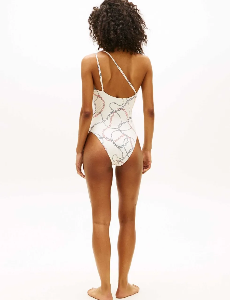 Elevated Chain Print One Shoulder Swimsuit