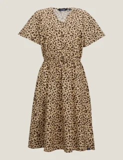 Elona Pure Cotton Animal Print V-Neck Dress