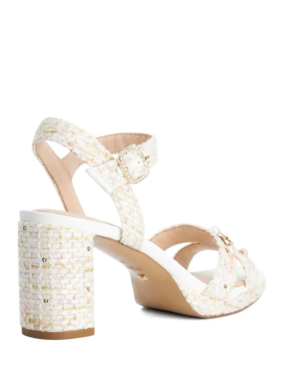Embellished Ankle Strap Block Heel Sandals