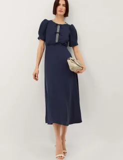 Embellished Bow Detail Midi Tea Dress