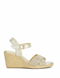 Embellished Cross Strap Wedge Sandals