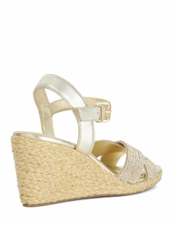 Embellished Cross Strap Wedge Sandals