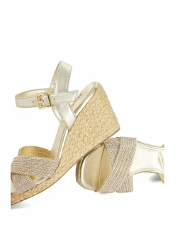 Embellished Cross Strap Wedge Sandals