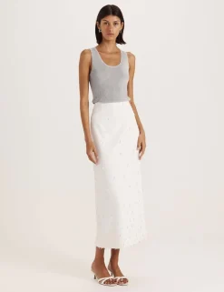Embellished Midi A-Line Skirt
