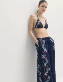 Embellished Placement Print Triangle Bikini Top