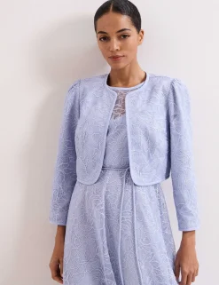 Embroidered Collarless Short Jacket