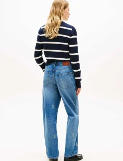 Embroidered High Waisted Barrel Jeans