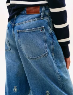 Embroidered High Waisted Barrel Jeans