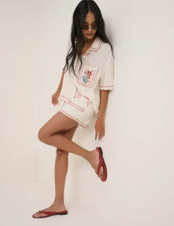 Embroidered High Waisted Shorts