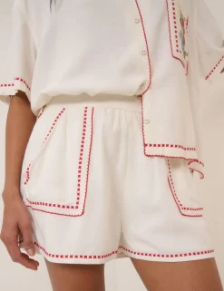 Embroidered High Waisted Shorts