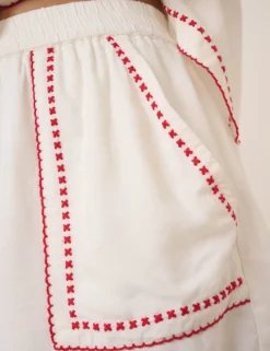 Embroidered High Waisted Shorts