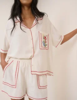 Embroidered High Waisted Shorts