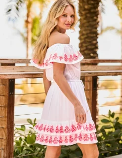 Embroidered Knee Length Beach Dress
