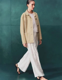 Embroidered Knot Wide Leg Trousers