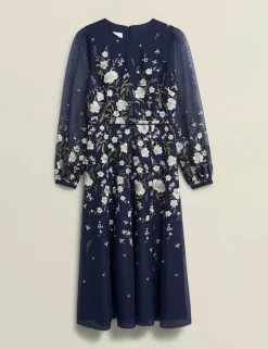 Embroidered Midi Skater Dress
