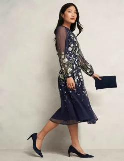Embroidered Midi Skater Dress