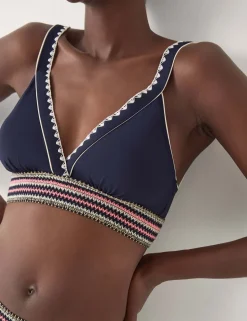 Embroidered Triangle Bikini Top