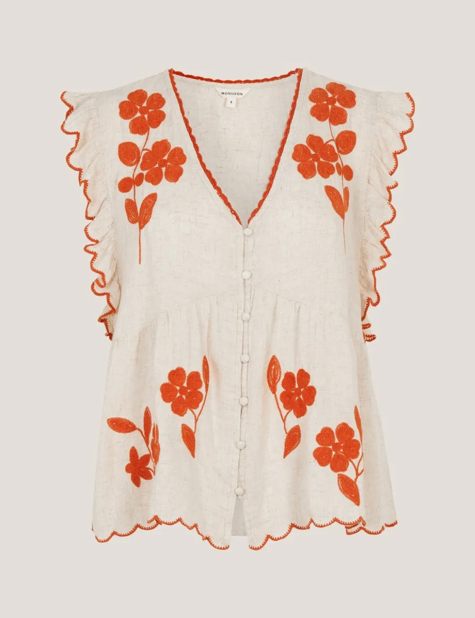 Embroidered V-Neck Blouse