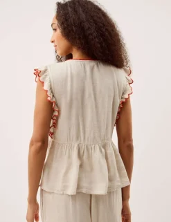 Embroidered V-Neck Blouse