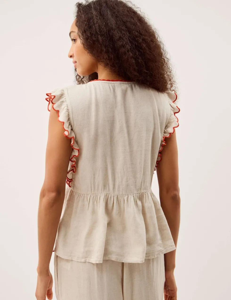 Embroidered V-Neck Blouse