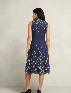 Embroidered V-Neck Knee Length Wrap Dress