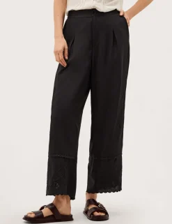 Embroidered Wide Leg Trousers