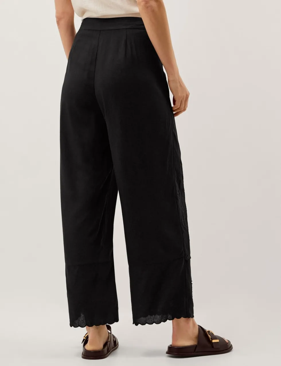 Embroidered Wide Leg Trousers