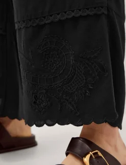 Embroidered Wide Leg Trousers