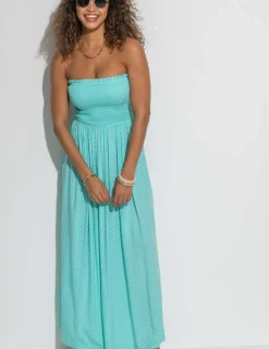 Emma Strapless Shirred Maxi Beach Dress