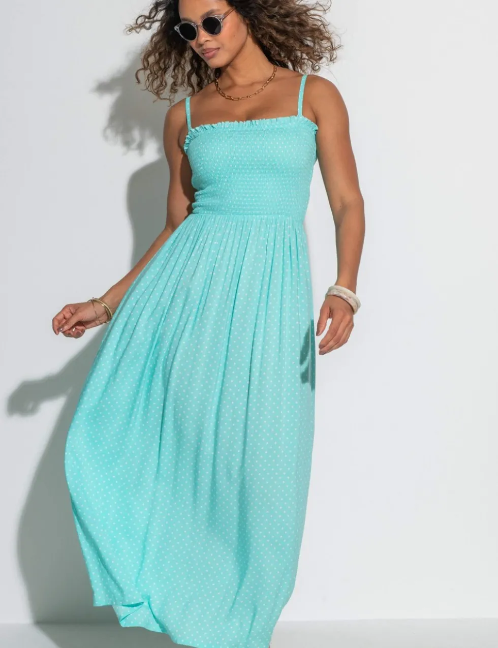 Emma Strapless Shirred Maxi Beach Dress