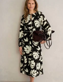 Evelyn Floral Tie Neck Midi Wrap Dress