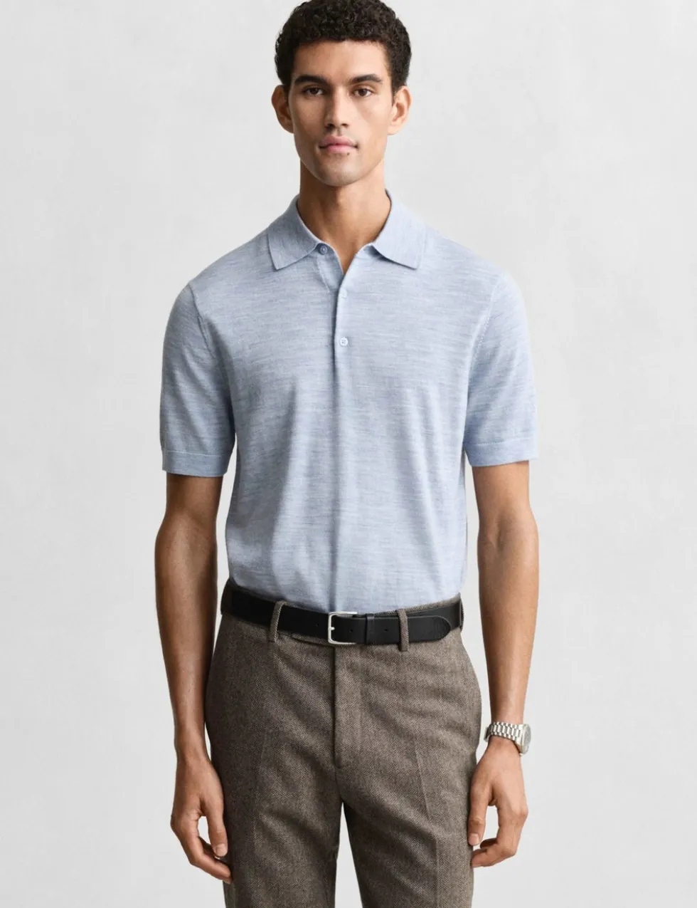 Extra Fine Merino Wool Knitted Polo Shirt