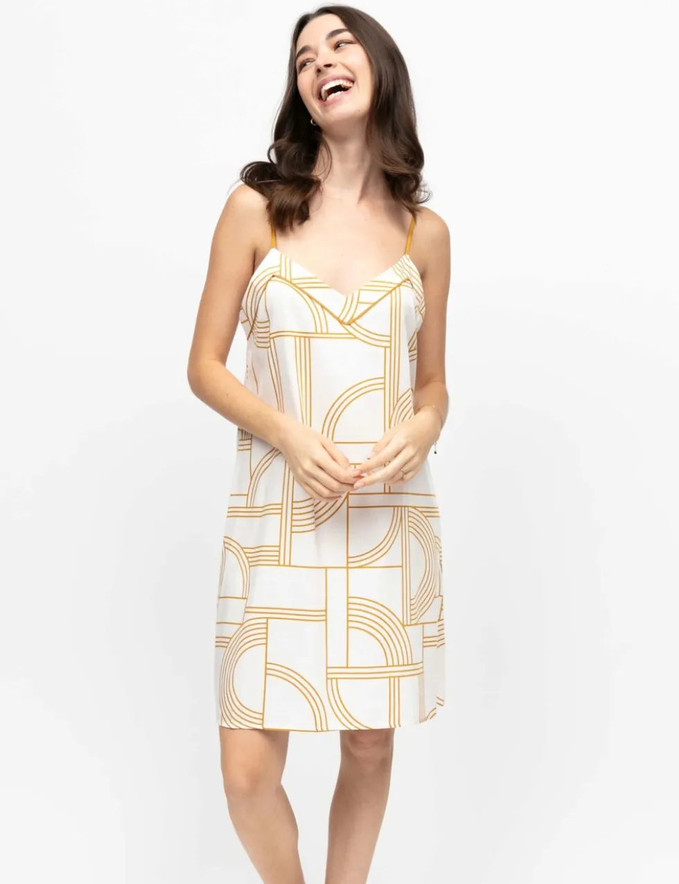 Fable and Eve Cotton Modal Geometric Strappy Nightdress