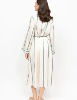 Fable And Eve Cotton Modal Striped Dressing Gown