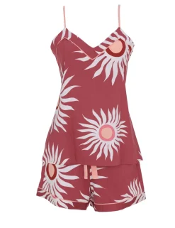 Fable And Eve Cotton Modal Abstract Sun Print Shortie Set