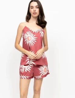 Fable And Eve Cotton Modal Abstract Sun Print Shortie Set