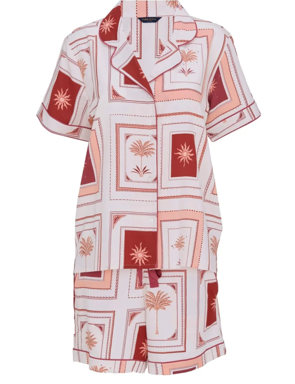 Fable And Eve Cotton Modal Postcard Print Shortie Set