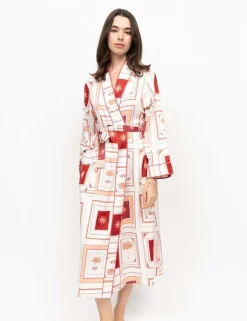 Fable And Eve Cotton Modal Postcard Print Dressing Gown