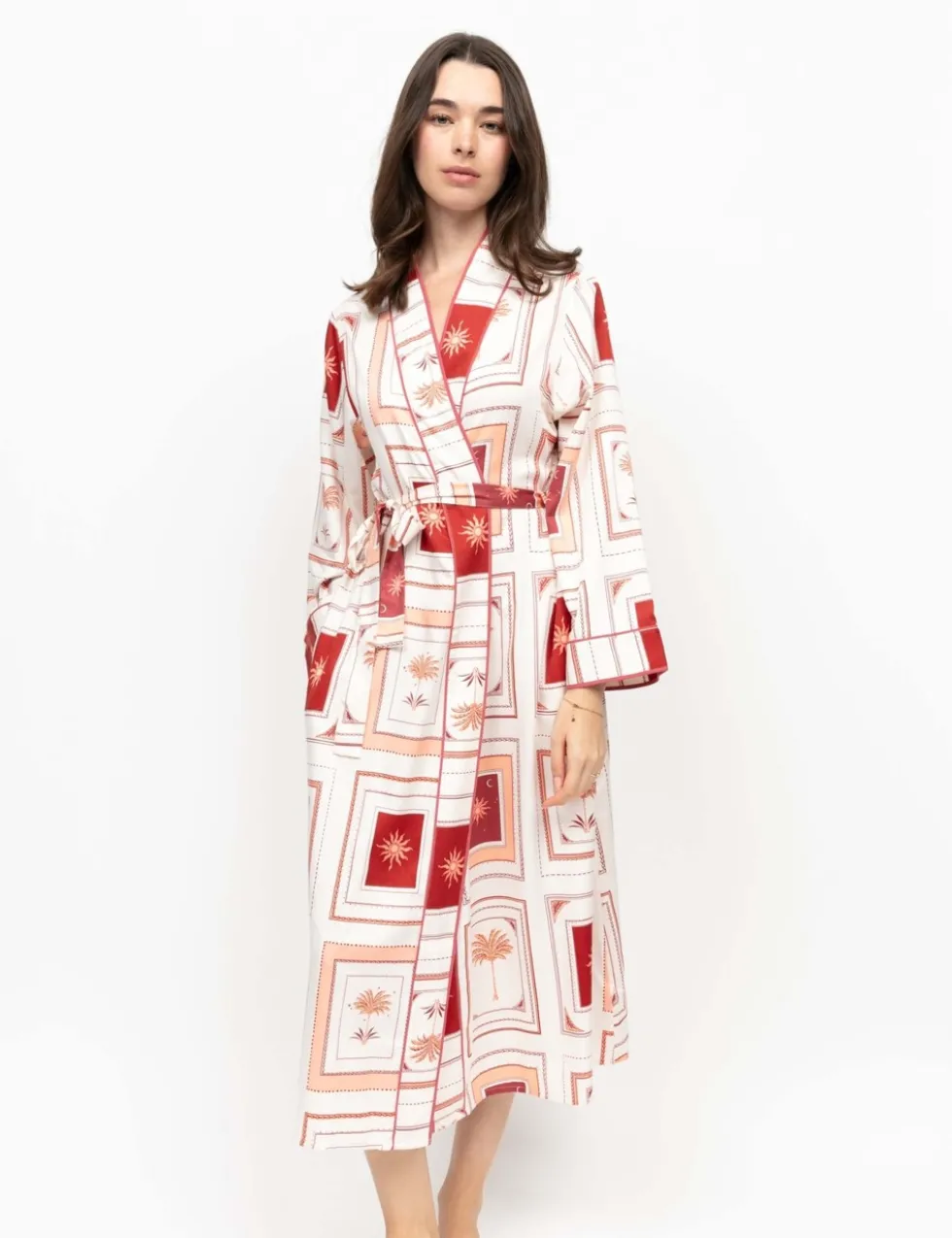Fable And Eve Cotton Modal Postcard Print Dressing Gown