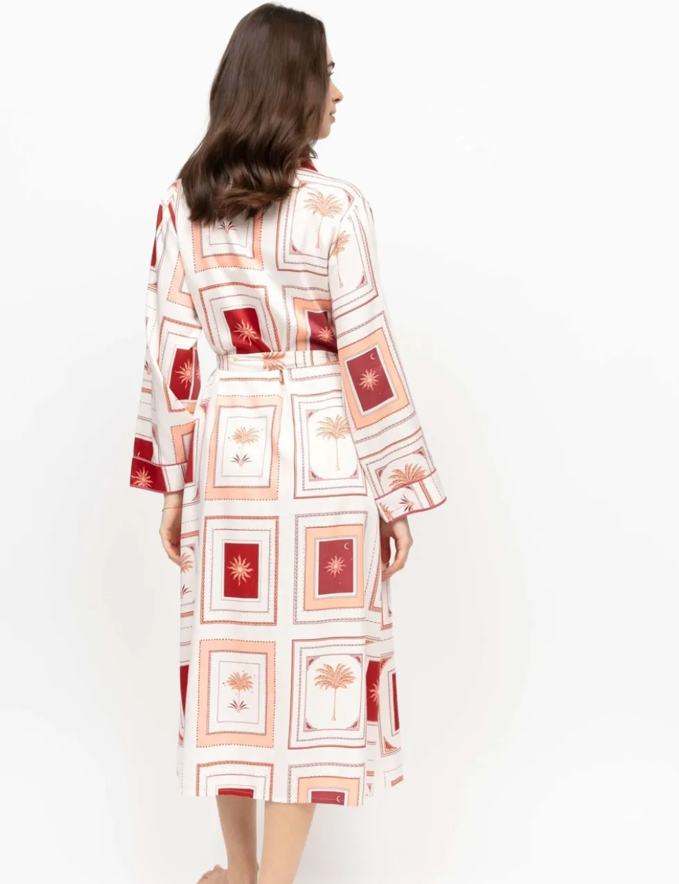 Fable And Eve Cotton Modal Postcard Print Dressing Gown