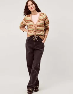 Fair Isle V-Neck Tie Front Cardigan