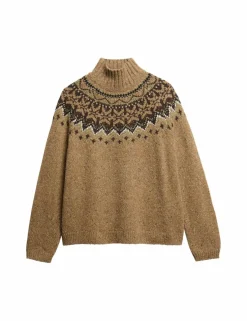 Fair Isle Yoke High Neck Oversized Jumper