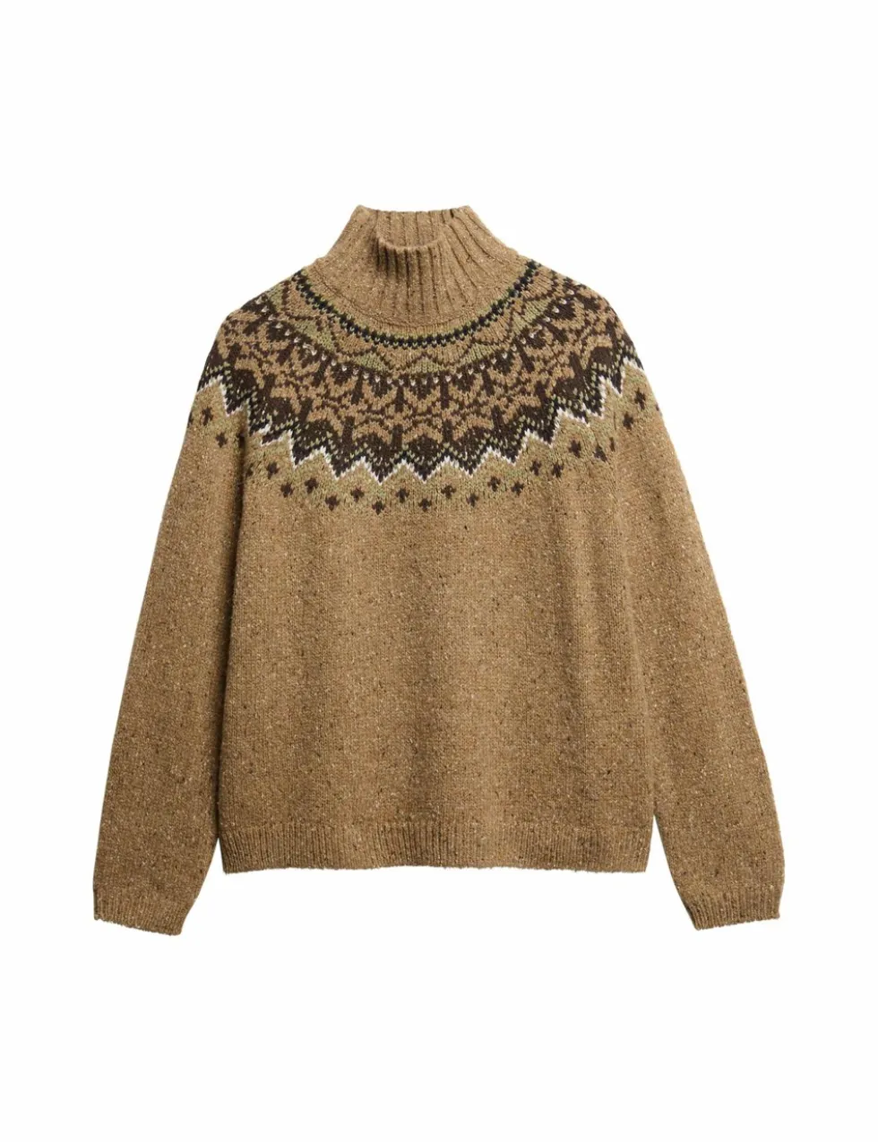 Fair Isle Yoke High Neck Oversized Jumper