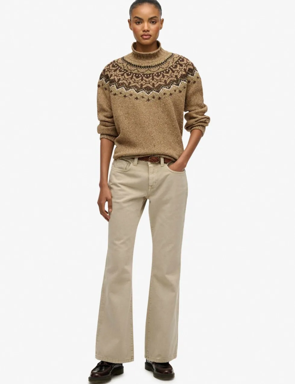 Fair Isle Yoke High Neck Oversized Jumper