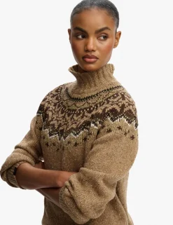 Fair Isle Yoke High Neck Oversized Jumper