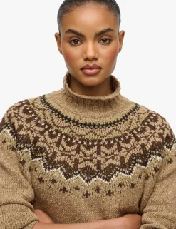 Fair Isle Yoke High Neck Oversized Jumper