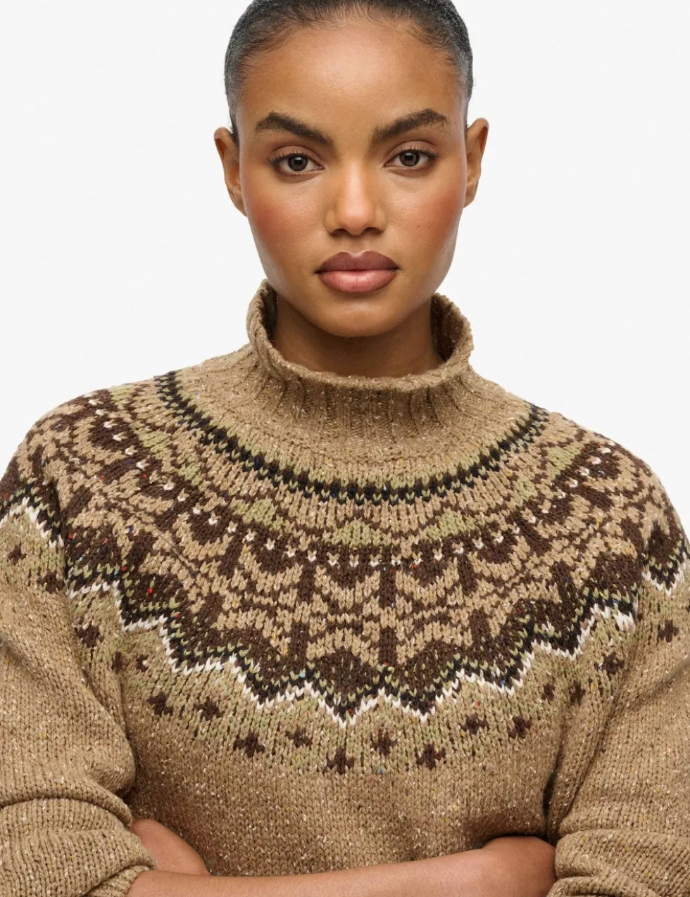 Fair Isle Yoke High Neck Oversized Jumper