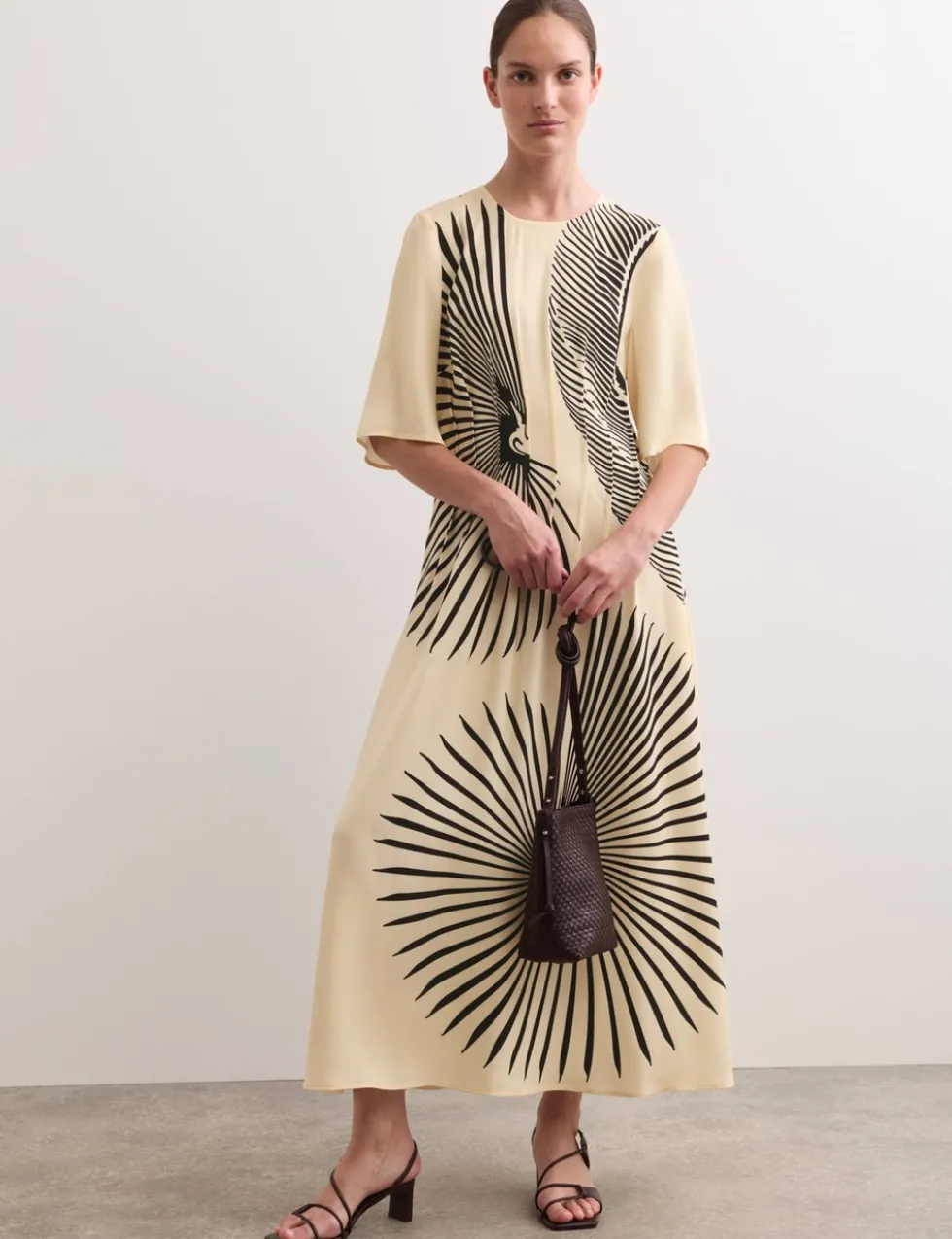 Fan Print Midi Dress